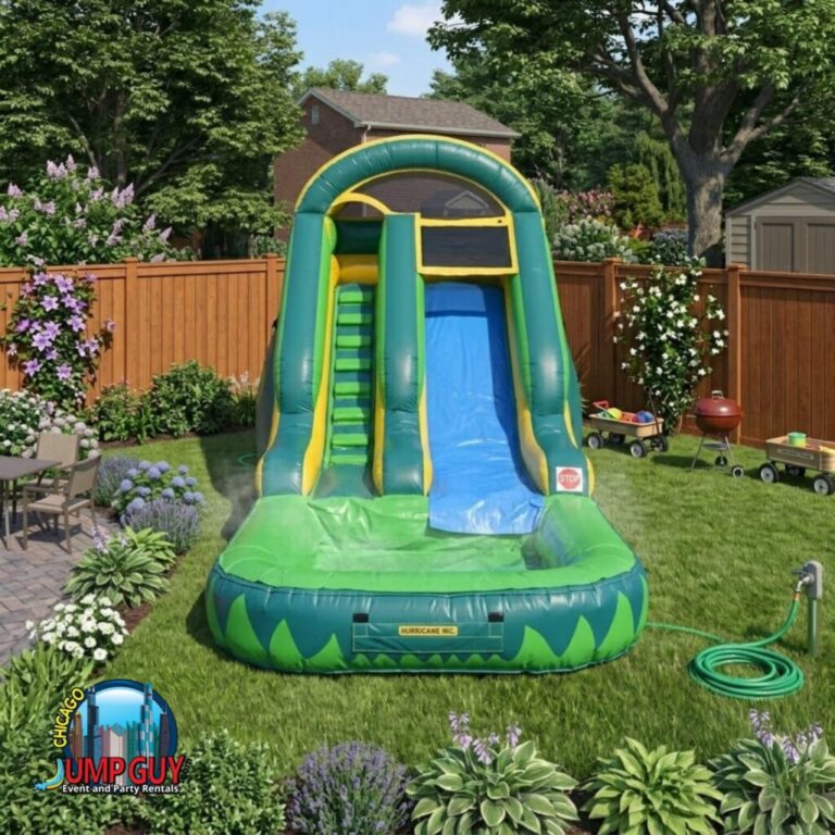 13Ft Palm Tree Water Slide Compact rental for Des Plaines IL events in ZIP codes 60016 and 60018