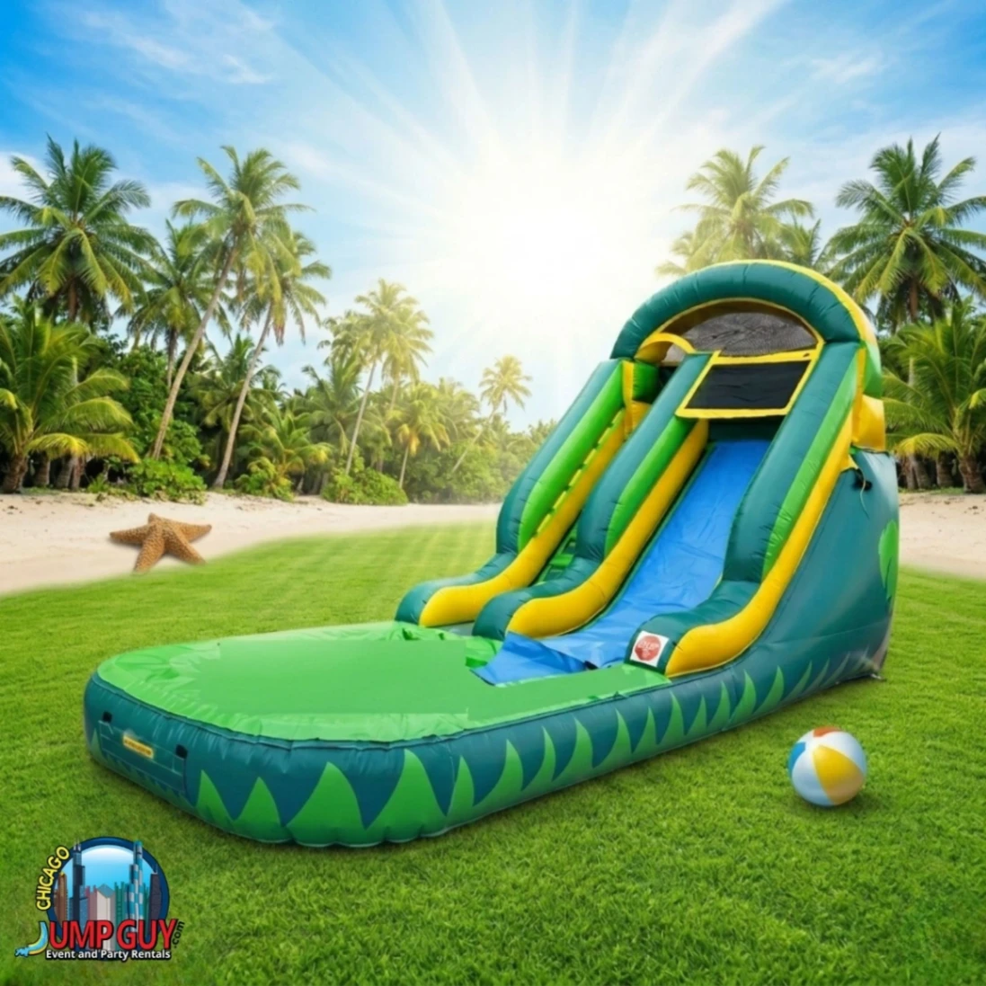 13Ft Palm Tree Water Slide rental for Des Plaines IL events in ZIP codes 60016 and 60018