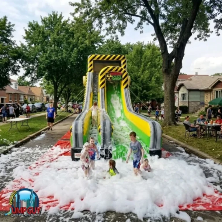 20Ft Caustic Drop Foam Machine Water Slide Featured rental for Des Plaines IL events in ZIP codes 60016 and 60018