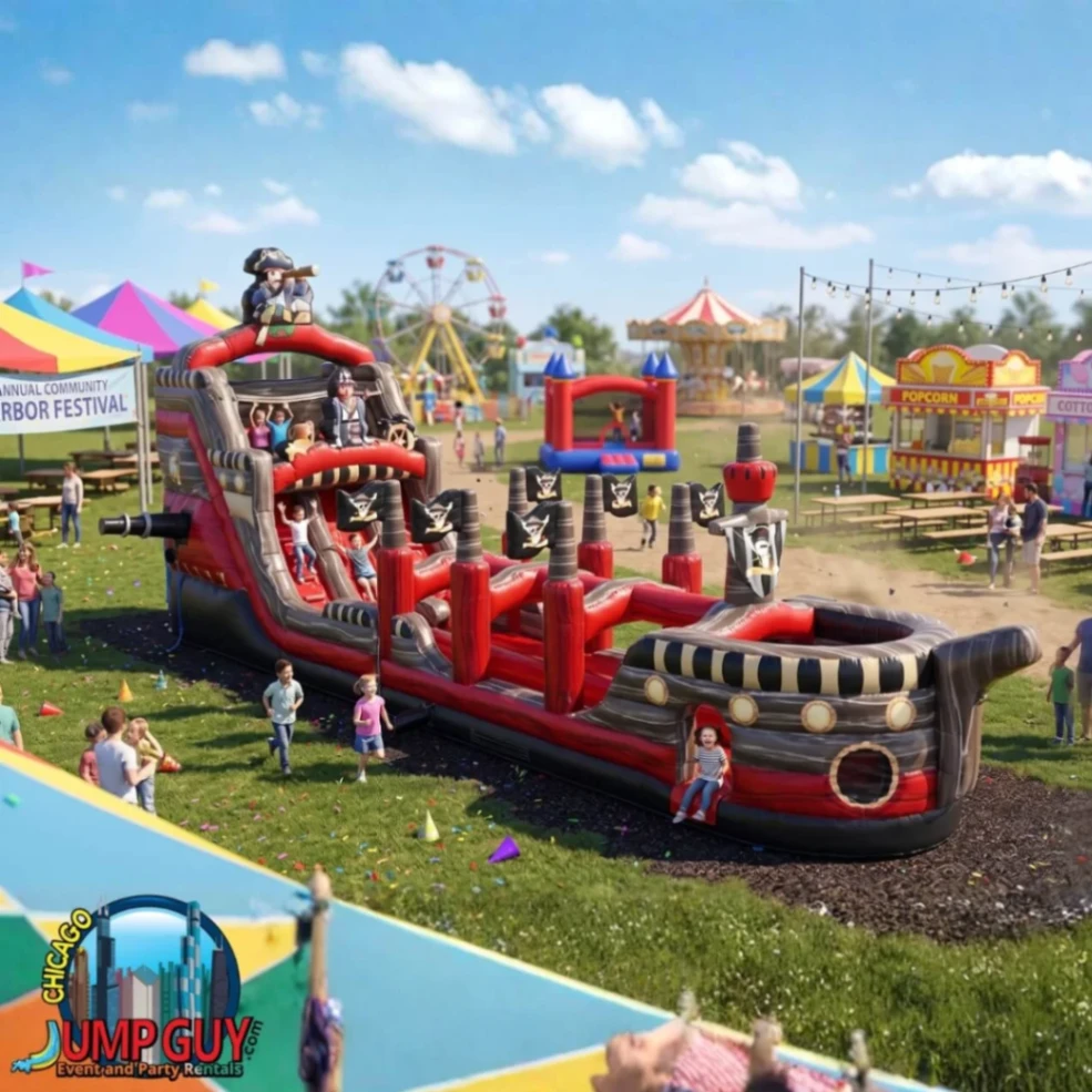 22Ft Black Pearl Dual Lane Pirate Water Slide rental for Des Plaines IL events in ZIP codes 60016 and 60018