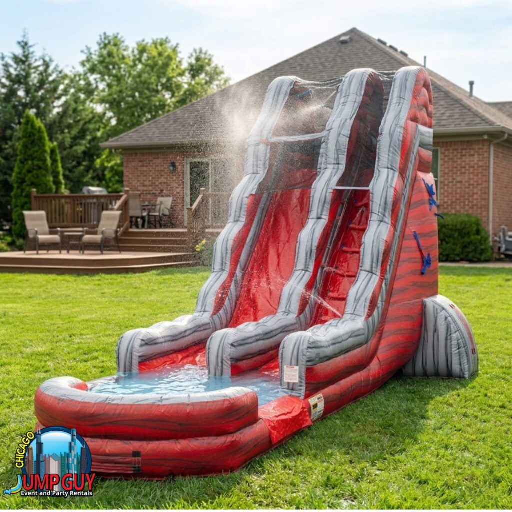 22Ft Red Rock Falls Dual Lane Water Slide Product rental for Des Plaines IL events in ZIP codes 60016 and 60018