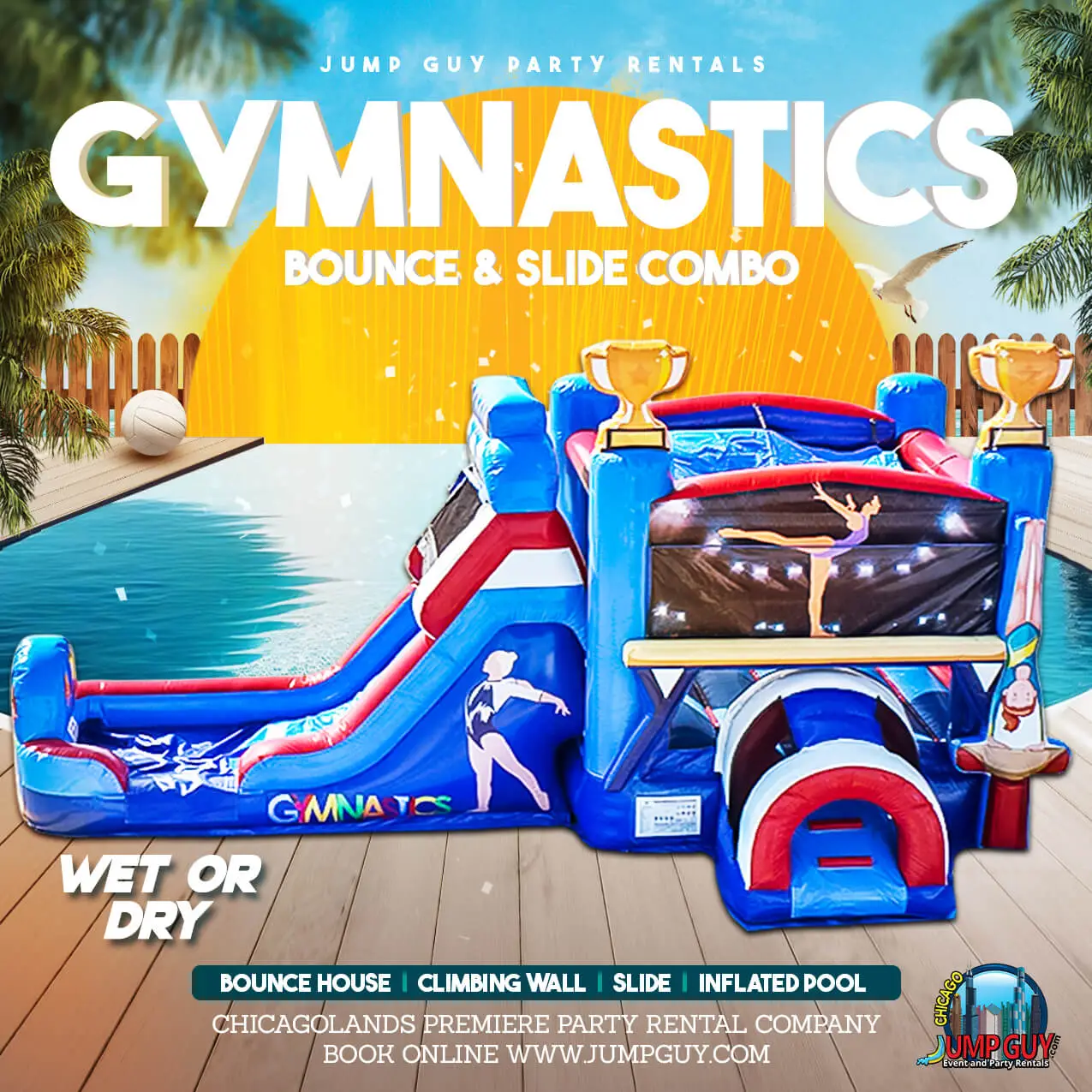 Gymnastics Bounce House Slide rental for Des Plaines IL events in ZIP codes 60016 and 60018
