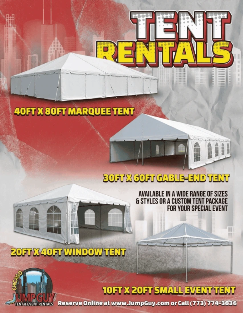 Tent rental for Des Plaines IL events in ZIP codes 60016 and 60018