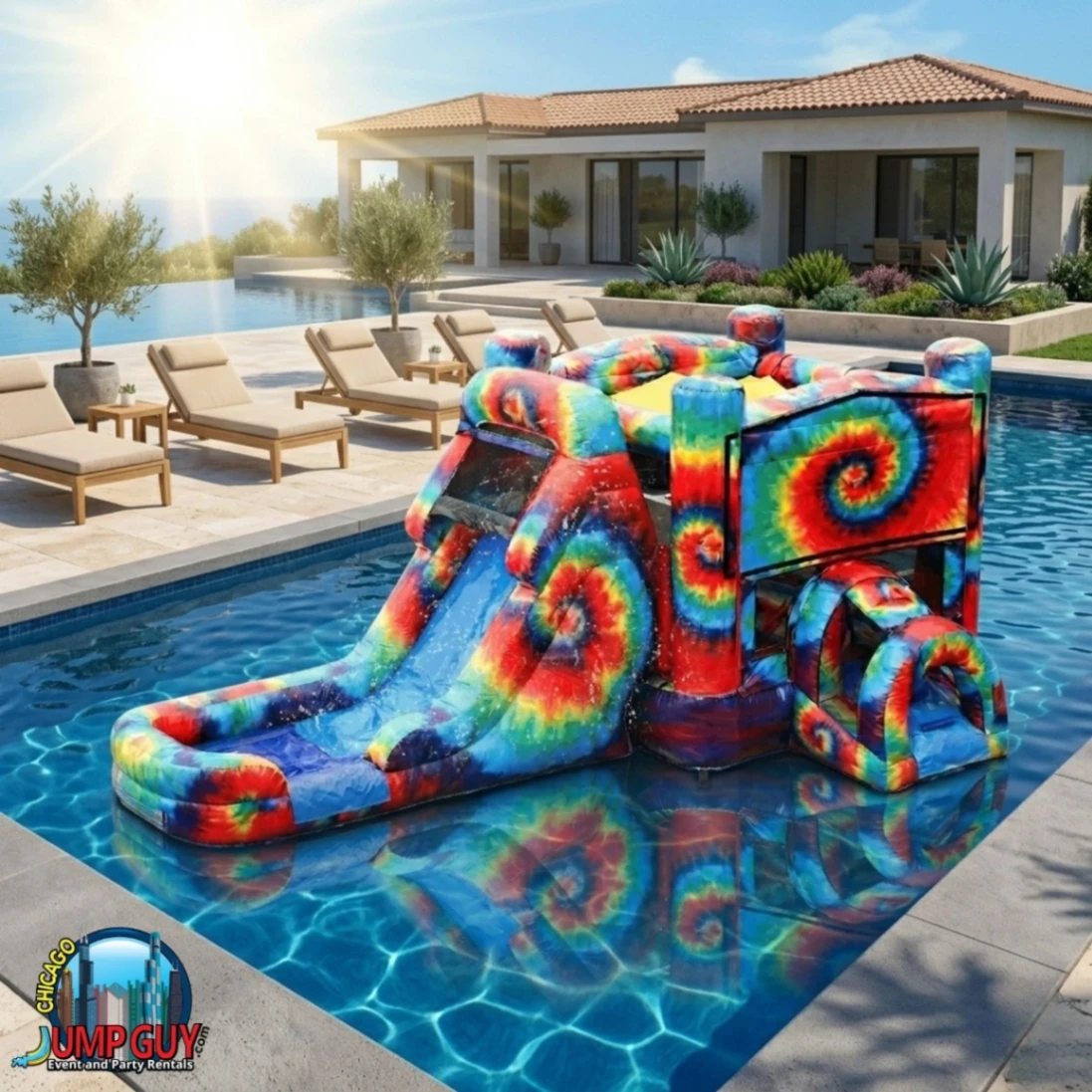 Tie Dye Bounce Slide Wet rental for Des Plaines IL events in ZIP codes 60016 and 60018