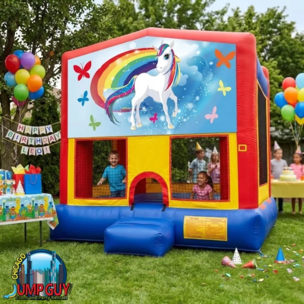 Unicorn Bounce House rental for Des Plaines IL events in ZIP codes 60016 and 60018